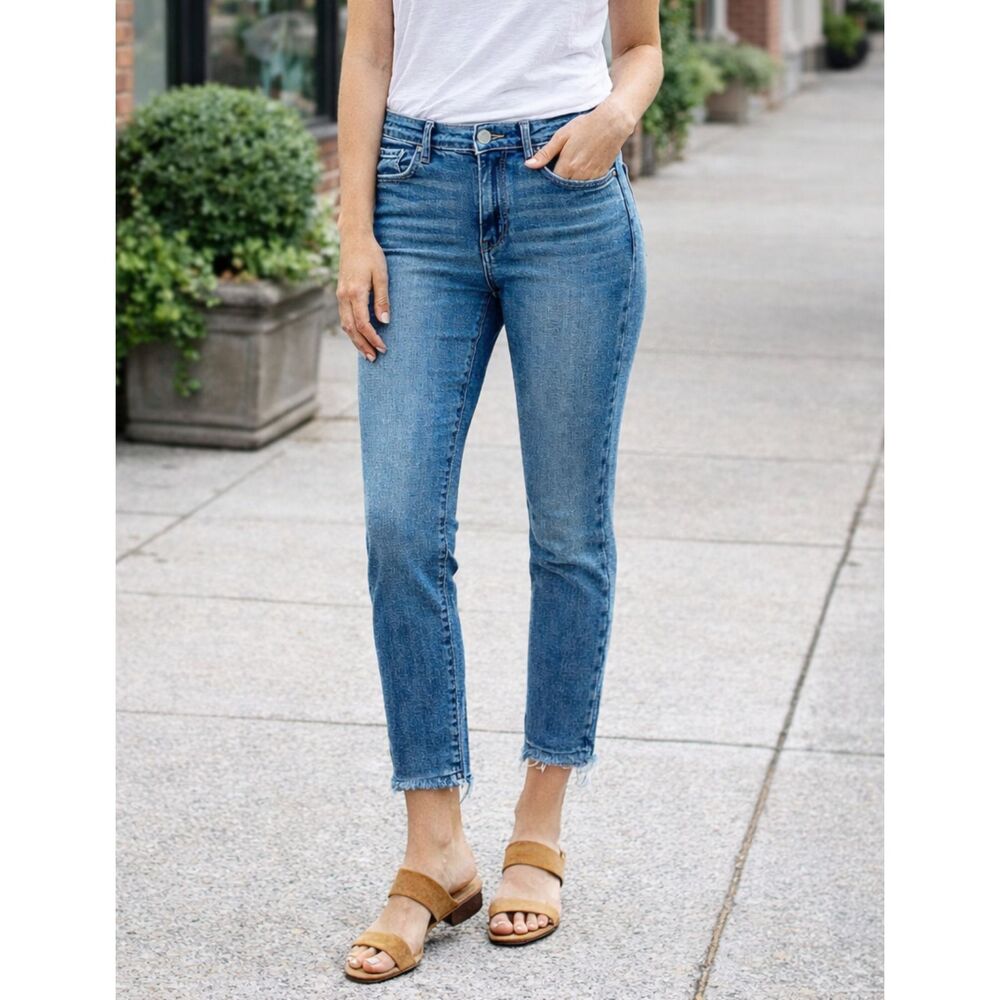LOFT High Rise Ankle Jeans Sz 6 Women's Stretch Raw Hem Crop
